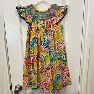 Girls Smocked Paisley Print Dress